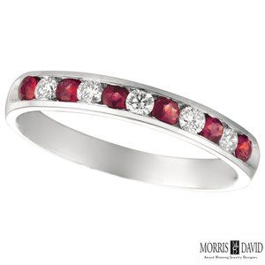 Ruby & Diamond Ring 14k White Gold 0.56 CTW